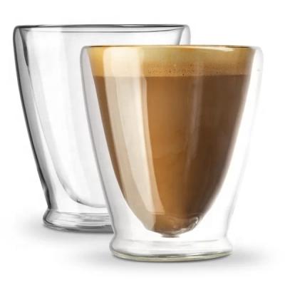 China CLASSIC 10.5 oz Double Wall Latte Glass Mugs Glass Mug Set of 2 for sale