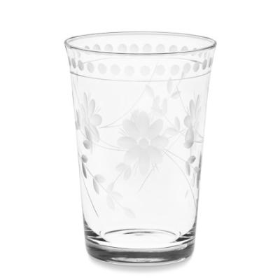 China Viable Lead Free 9.75oz Crystal Handblown Vintage Etched Floral Tumblers for sale