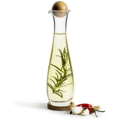 China CLASSIC 17 oz Glass Bottle Water Decanter with Oak Stopper Perfect for Oil Vinegar Wine Water Liquids for sale