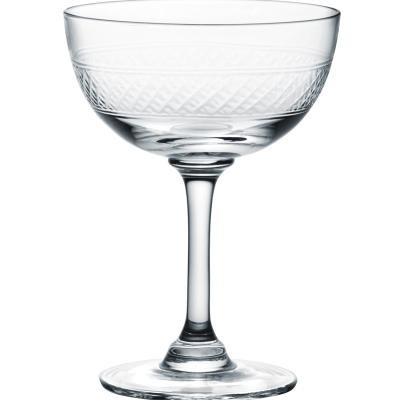 China Viable SAUCERS in 5oz HAND-ENGRAVED CRYSTAL CHAMPAGNE WITH STRIPS DESIGN for sale