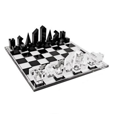 China Table Game Manufacturers OEM Custom Transparent Chess Pieces Synchronize Chess Set Luxury Acrylic Board for sale