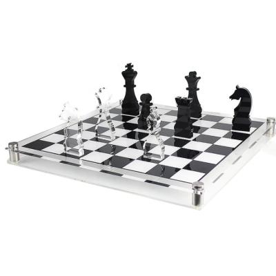 China Custom Luxury Handmade Compact Lucite Chess Set Fathers Day Gift Chess Set Portable Chess Board Game For Collectors Travel Chess Set for sale