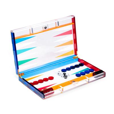 China Eco-Friendly Wholesale Plexiglass Crazy Games Backgammon Set Luxury Designer Acrylic Backgammon Board Game for sale