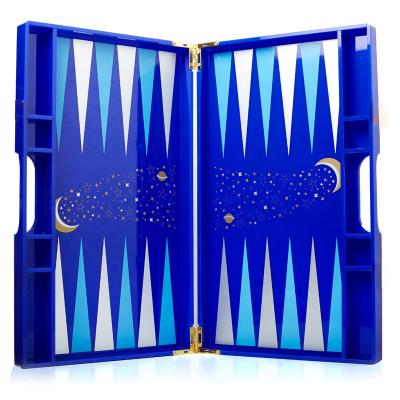 China Eco-friendly plexiglass backgammon with cutouts hand made deluxe acrylic cup board game chess game backgammon for sale