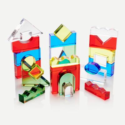 China Custom Wholesale Acrylic Math Crystal Toys Rainbow Building Blocks Building Blocks Stacking Game Kids Educational Sets for sale