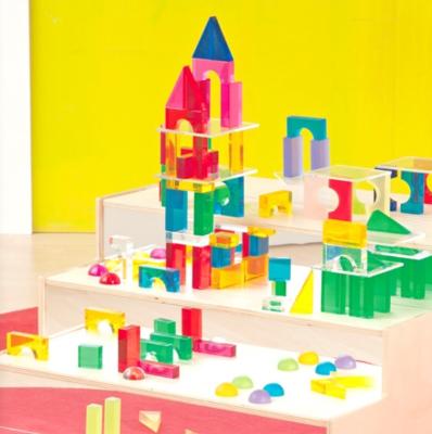 China Construction Toy Baby Toys 28pcs Gem Cubes Educational Building Castle Block Stacking Shape Colorful Acrylic Geometric Blocks Toys With Case Kids for sale