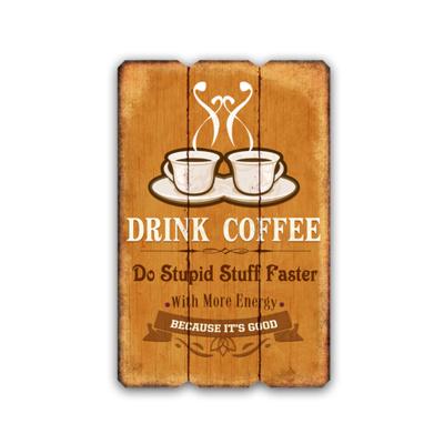 China Decorative Coffee Wooden Plaque Novelty Word MDF Home Vintage Wooden Signs for sale