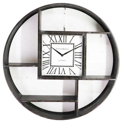 China Black Antique Style Metal Home Wall Shelf Clock, Decorative Wall Clock for sale