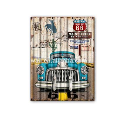 China Handmade Europe Car Printed Wall Hanging Vintage Metal Signs for sale