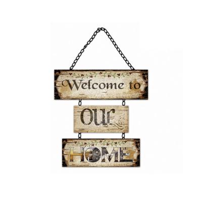 China Eco-friendly Polished Tongue Customized Handmade Wooden Wall Art Sign Plaque, Decorative Wood Size Hello Sign for sale