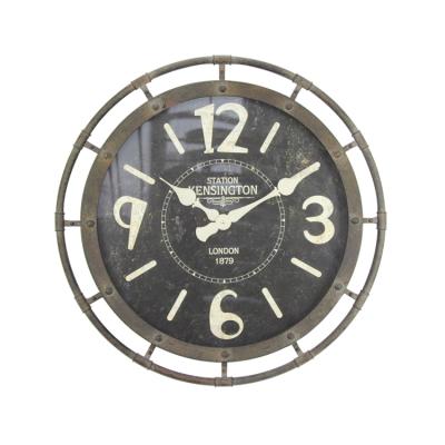 China Custom Decorative Electronic Round Living Room Vintage Metal Wall Clock for sale