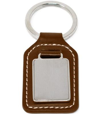 China New Brown Fashion Environmental Friendly Leather With Plate Photo Genuine Leather Chain Key Chain C2830 for sale