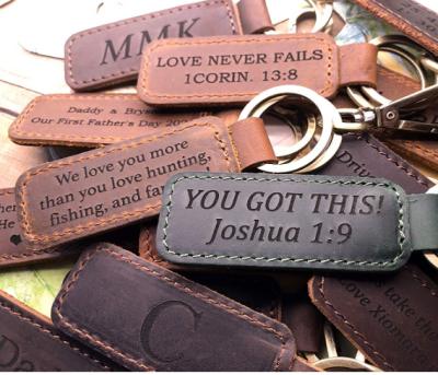 China Personalized Handmade Leather Key Chain Metal Key Chain Engraved Key Chain C3005 for sale