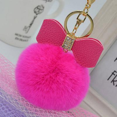 China NEW Fashion Fur Pom-pom Key Chain Bag Charm Plush Key Chain Fluffy Key Ring Car Pendant C1405 for sale