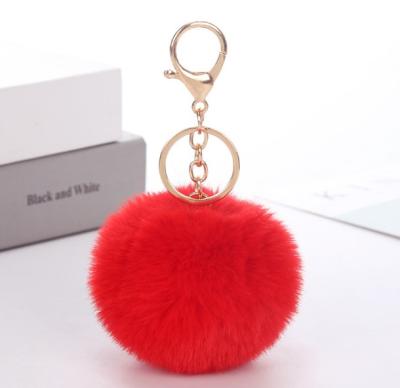 China NEW 2021 Fashion Fur Pom-pom Key Chain Bag Charm Plush Key Chain Fluffy Key Ring Car Pendant CD502 for sale