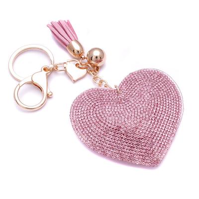 China Wholesale Fashion Diamond Rhinestone Fancy Heart Shaped Crystal Keychain C916 for sale