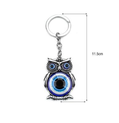 China Fashion Evil Eye Key Chain C266 Owl Lucky Charm Protection Tassel Crystals Blue Car Hanger for sale