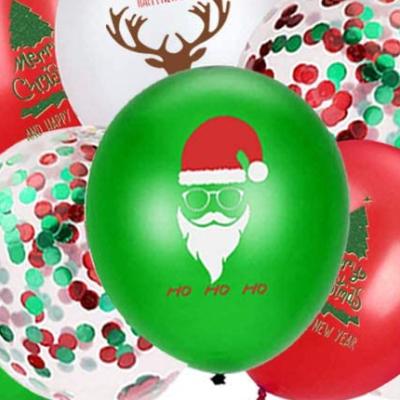 China Fashion Confetti Balloons Red Green Kit - 12 Inch White Red Green Foil Balloons Christmas C3314 for sale