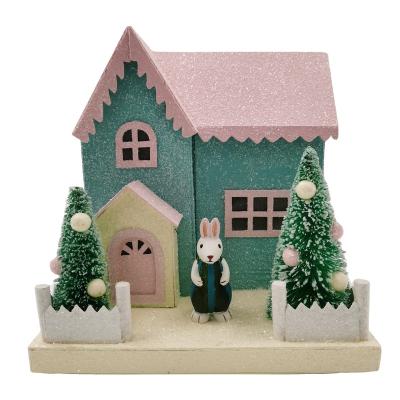 China Hot Selling Easter Product Easter Yard Decorations Led Paper House With Trees Eggs for sale