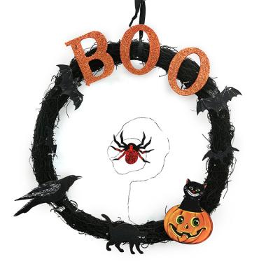 China Scary Halloween Decorations Door Witches Halloween Wreath for sale