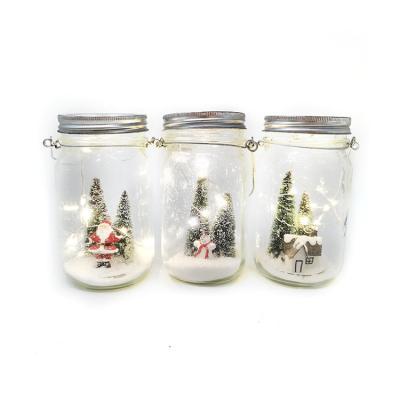 China Christmas Decoration Supplies Snowman Snow House Santa Claus Led Copper Wire String Lamp High Quality Square Glass Ornaments For Christmas for sale