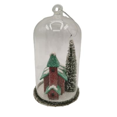 China Christmas Decoration Supplies Christmas Tree House Decorative Paper Lights Christmas Ornament Glass Product for sale