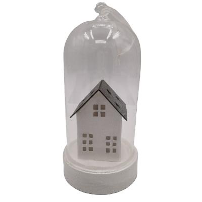 China Christmas Decoration Supplies Paper House Decorative Lights Christmas Ornament Glass Product for sale