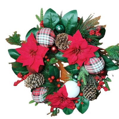 China Christmas.party Christmas wreath with balls decoration and ribbon plastic wholesale Christmas braids PE garland for sale