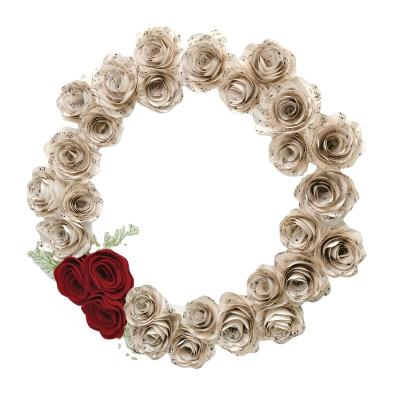 China Christmas.party Paper Rose Artificial Rose Wreath Product Christmas Decorations for sale