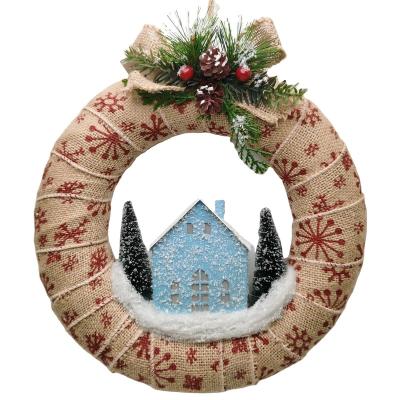 China Custom Home Eco-Friendly Artificial Garland Linen Plaid Christmas Foam Home Decor Christmas.party for sale