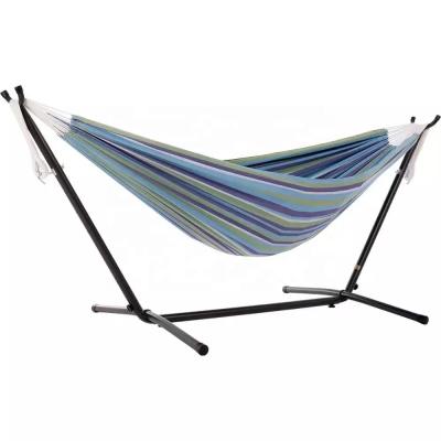 China Easy Folding Black Metal Frame Hammock Swing Chair Stand For Indoor Outdoor for sale