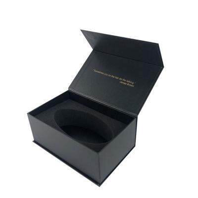 China Free Design Materials Dongguan Yongyi Luxury Custom Recycled Gold Foil Stamping Logo Black Magnetic Gift Box With EVA Insert for sale