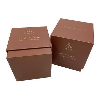 China Free Design Recyclable Dongguan Yongyi Custom Printing Tawny Paper Lid Logo And Base Candle Gift Box For Candles Packaging for sale