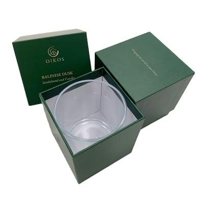 China Good Quality Recyclable Custom Factory Dark Green Rigid Paper Lid And Bottom Gift Packing Case Empty Candle Jar With Luxury Box for sale