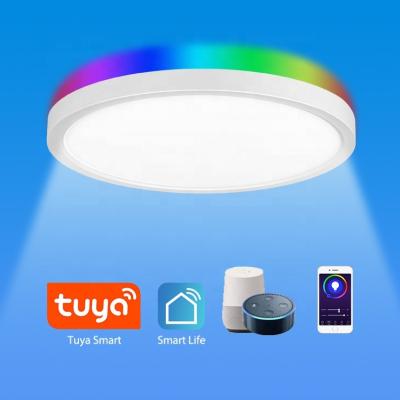 China Modern Wifi Smart Control CCT Changeable Smart Modern LED Ceiling Panel Light with RGB Strips Behind For Room Office Housing for sale