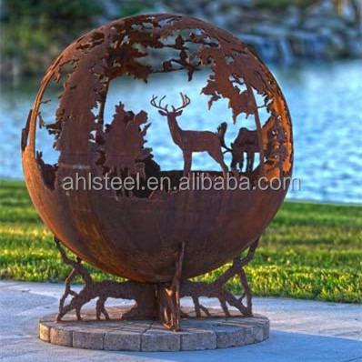 China Hot Sale New Design Sheet Model Large Stocked Metal Fire Pit Sphere for sale