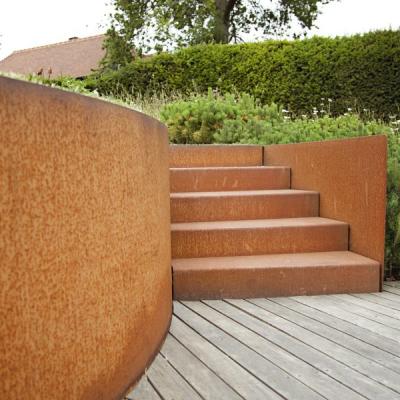 China Exterior Rustic Weathering Steel Garden Steps For Exterior Stairs for sale