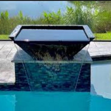 China Rustic Steel Material Square Waterfall Water Bowl Swimming Pool Water Pot for sale