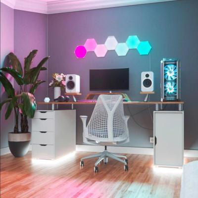 China Bright Color Rendering Hexagon RGB Wall Light Panels Diy Aurora Led Wall Rhythm Panel Light for sale