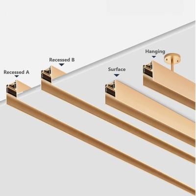 China Fashionable Noble Modern and Outdoor Gold Recessed Mount 1M 48V Magnetic Suction Track Light Rail for sale