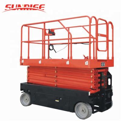 China Building Material Shops 12M Height Platform Electric Mobile Scissor Lift Full Lift For Aerial Working for sale