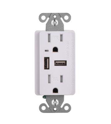 China In-Wall 3AM USB Charger Authentic USB Extension Socket Dual USB Electrical Outlet Residential/General Purpose Outlet 3 Ports for sale