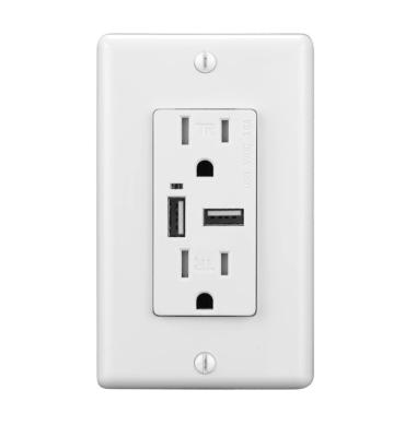 China US Authentic 125V Type Wall Outlet USB Home Residential/General Purpose USB Electrical Outlet Standard Outlet With USB Plug for sale