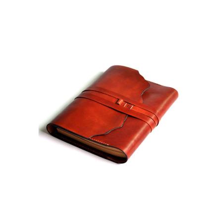 China Vintage Tan Leather Notebook Journal Cover Genuine Hardcover Book for sale