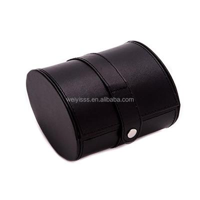 China Fashionable Hot Selling Hot Selling Black Leather Round PU Button Simple Watch Case for sale