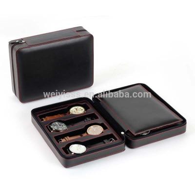 China Fashionable 8 Slot PU Zipper High Quality Leather Custom Watch Box for sale