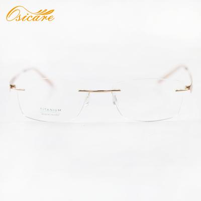 China Pure titanium frame; Adjustable nose guards; 2021 New Arrivals Stylish Titanium Fashion Designer Men Women Glass Rimless Optical Frames for sale