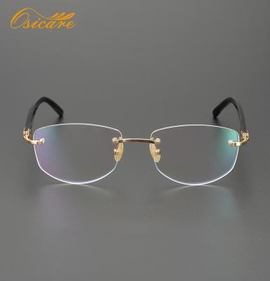 China Rimless frame with horn temples; Adjustable nose guards; 2020 latest designer optical frames and high quality horn rimless glasses for men for sale