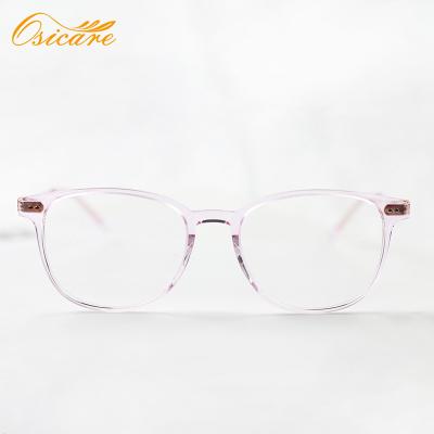 China Hand-polished acetate frame; Rated to universal fit; Eyewear 2021 NEW Fashion Women Glass And Clear Thin Acetate Metal Glasses Frames for sale