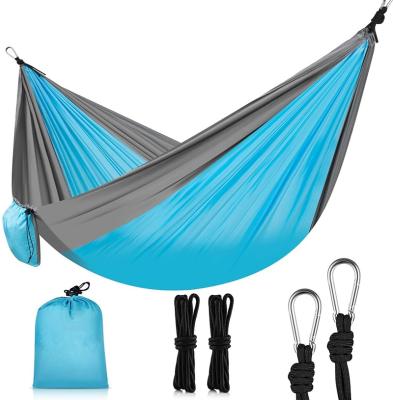 China Manufacturer Adult Camping Hammocks, Portable Single and Double Hammock with 2 Tree Straps, Ultralight Nylon Parachute Lightweight for sale